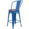 Flash Furniture High Blue Metal Counter Height Stool with Back and Wood Seat, 24", PK4 4-CH-31320-24GB-BL-WD-GG - alternate 2